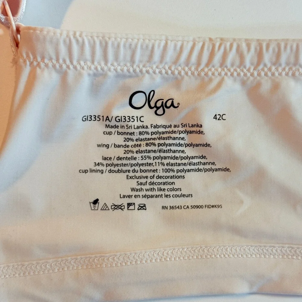 Olga‎ Signature Support Underwire Lace Bra Pink Blush Size 42C